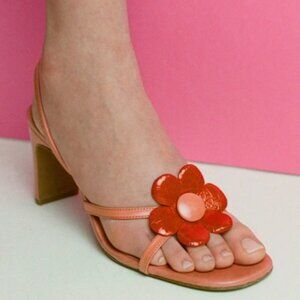 LIKE NEW - Rixo Seville Heels in Coral and Orange - Size US 7/EU 38